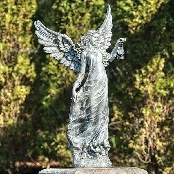 Angel Solar Lighted Lantern Statue Outdoor Lamp Sculpture Memorials